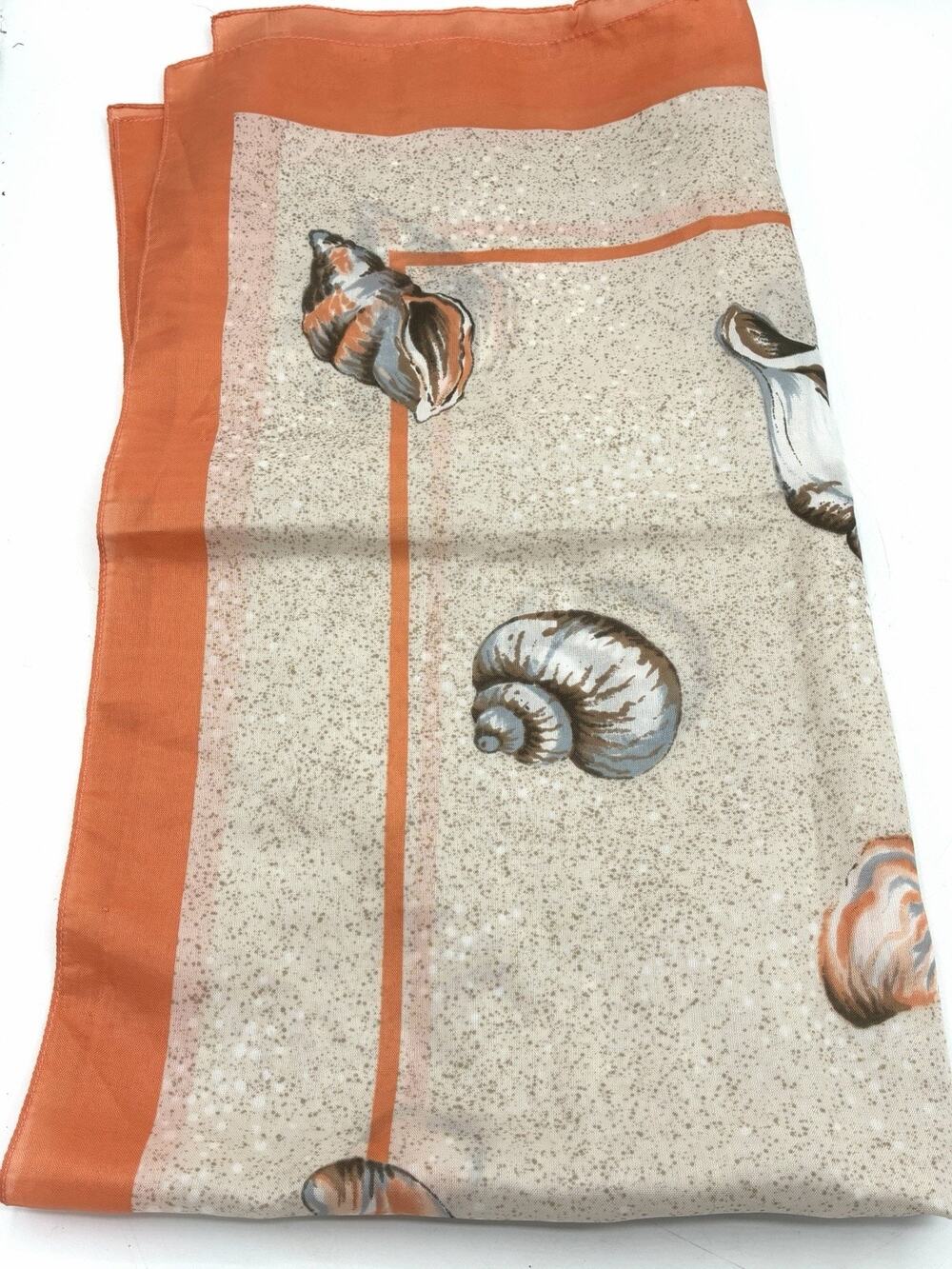 Vintage Avon Scarf 34” Made in Italy Seashell Beach Coastal Coral Polyester